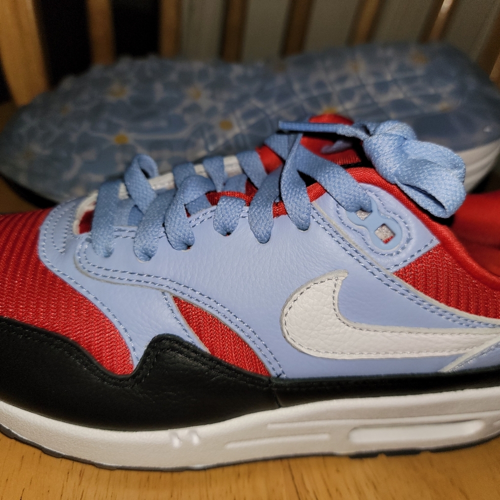 Nike Kids Sneakers in Red, Light Blue, and Black